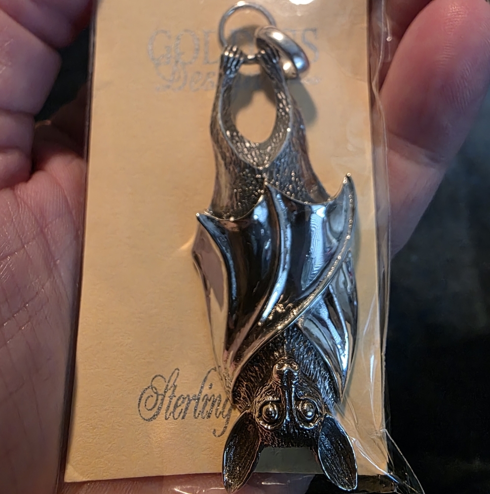 3" Sterling Silver Bat Pendant
